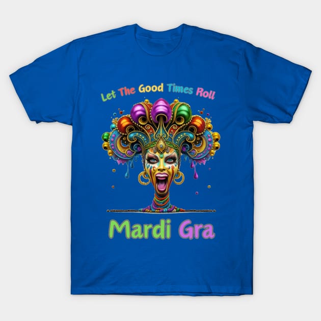 "Nostalgic Mardi Gras Revelry: Retro Beads Extravaganza" - Cajun Party New Orleans T-Shirt by stickercuffs